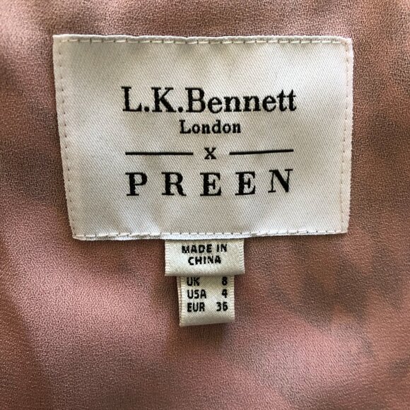 LK Bennett Preen Sioux Women Midi Dress size 4 Floral Long Sleeve Cold Shoulder - Picture 8 of 13